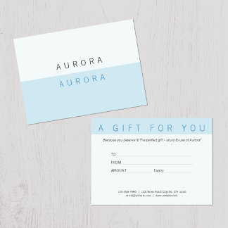 Minimalistisch tweetonig blauw cadeaubon visitekaartje