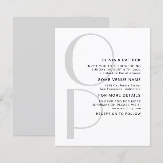 Minimalistisch Typografiemonogram Weddenschap (Voorkant / Achterkant)