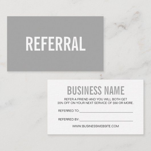 Minimalistisch verwijzingsgrijs modern visitekaart visitekaartje (Voorkant / Achterkant)