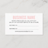 Minimalistisch verwijzingsroze modern visitekaartj visitekaartje (Achterkant)