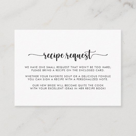 Minimalistisch verzoek om weddenschap met kalligra informatiekaartje (Voorkant)