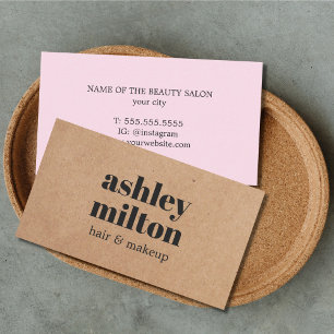 Minimalistisch Vet Gedrukt Kraft Roos Haar Make-up Visitekaartje