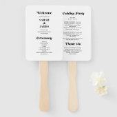 Minimalistisch vet kalligrafie wit bruiloft progra handwaaier (Voorkant en achterkant)