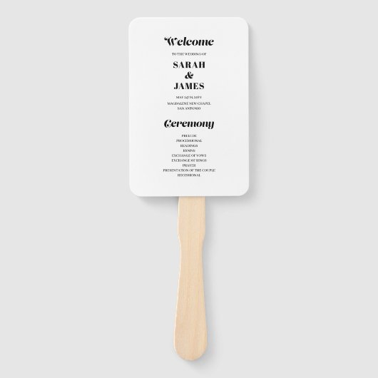 Minimalistisch vet kalligrafie wit bruiloft progra handwaaier (Voorkant)