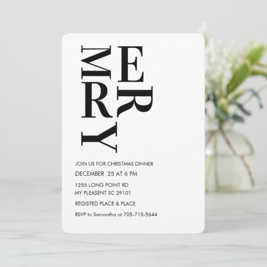 Minimalistisch vet vrolijk kerstdiner kaart (Staand voorkant)