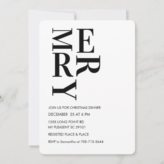 Minimalistisch vet vrolijk kerstdiner kaart (Voorkant)