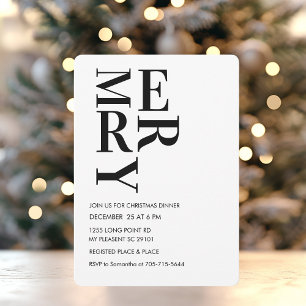 Minimalistisch vet vrolijk kerstdiner kaart