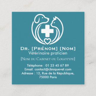 Minimalistisch Veterinair Logo Professioneel Vierkante Visitekaartje