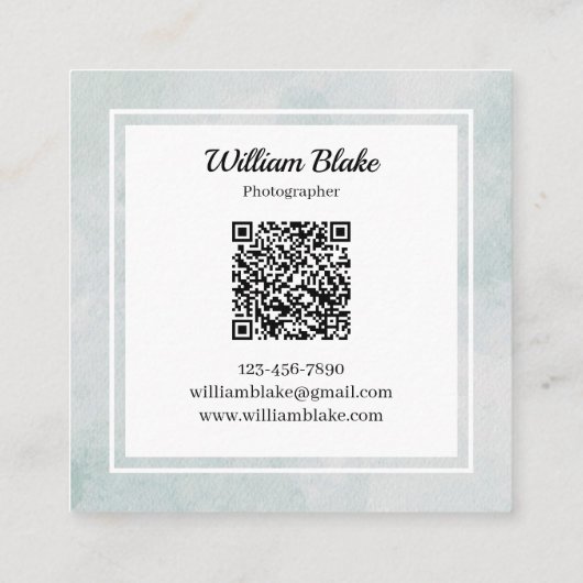 Minimalistisch vierkant ontwerp met QR-code Vierkante Visitekaartje (Achterkant)