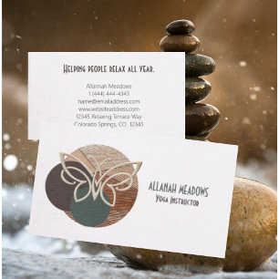 Minimalistisch Visitekaartje Butterfly Bamboo Yoga