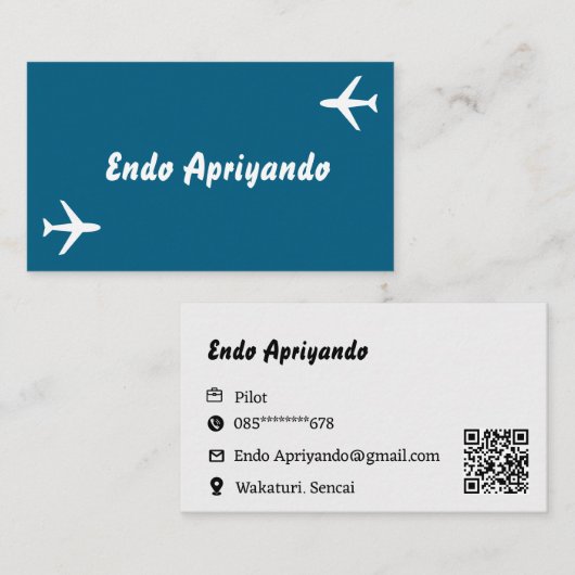 Minimalistisch Visitekaartje met reisthema – blauw (Voorkant / Achterkant)