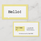 Minimalistisch Visitekaartje voor Gele Speech Bubb (Voorkant / Achterkant)