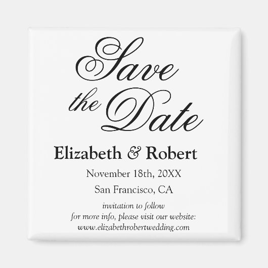 Minimalistisch Vlaams Elegant Script Save the Date Magneet (Voorkant)