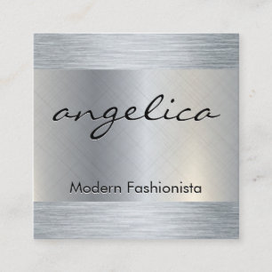 Minimalistisch vlakwit met cursieve tekst vierkante visitekaartje