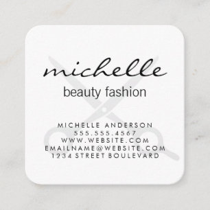Minimalistisch vlakwit met cursieve tekst vierkante visitekaartje