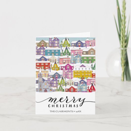 Minimalistisch voor modern zwart script MERRY Wint Feestdagen Kaart (Voorkant)