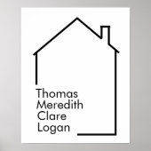 Minimalistisch voor nieuwe huisfamilie met namen poster (Voorkant)