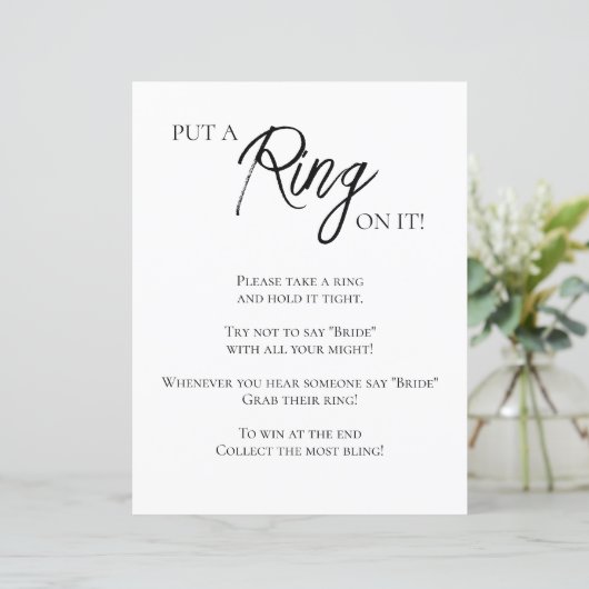 Minimalistisch Vrijgezellenfeest Ring spel (Staand voorkant)