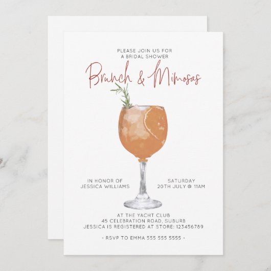 Minimalistisch Vrijgezellenfeest van Brunch en Mim Kaart (Voorkant / Achterkant)