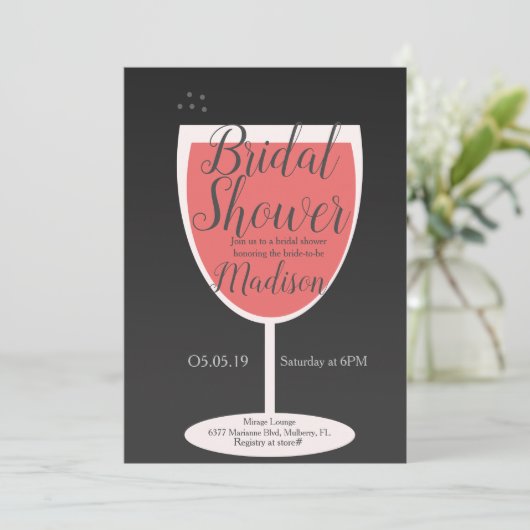 Minimalistisch Vrijgezellenfeest van koraalglas vo Kaart (Staand voorkant)