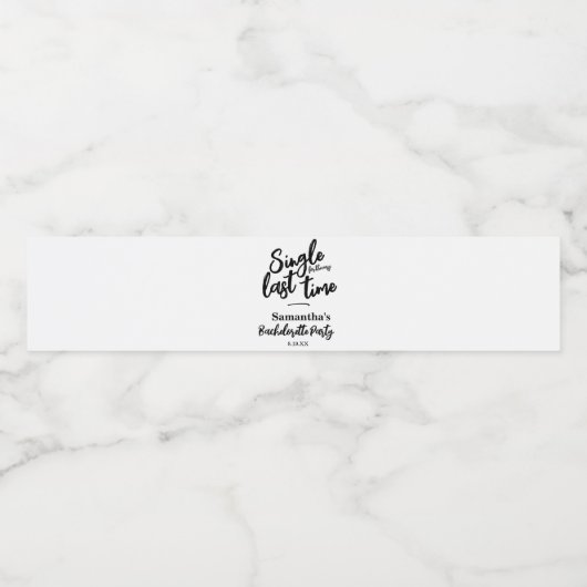 Minimalistisch vrijgezellenfeest waterfles etiket (Enkel label)