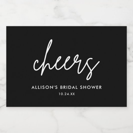 Minimalistisch Vrijgezellenfeest zwarte kazen Sparkling Wijnetiket (Enkel label)