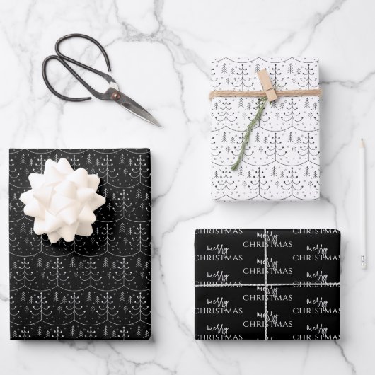 Minimalistisch Vrolijk Kerstfeest en Abstracte Boo Inpakpapier Vel (Voorkant)