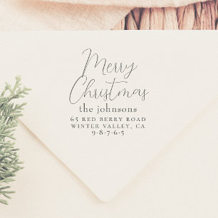Minimalistisch vrolijk kerstfeest & serieus retour zelfinktende stempel