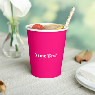 Minimalistisch warm roze aangepaste tekstmonogram papieren bekers