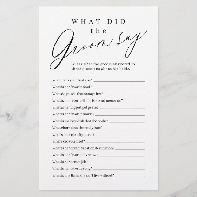 Minimalistisch wat de groom heeft gezegd (Voorkant)