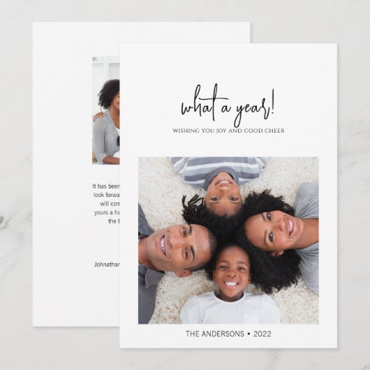 Minimalistisch wat een jaar Kerstmis Feestdagenkaart (Voorkant / Achterkant)