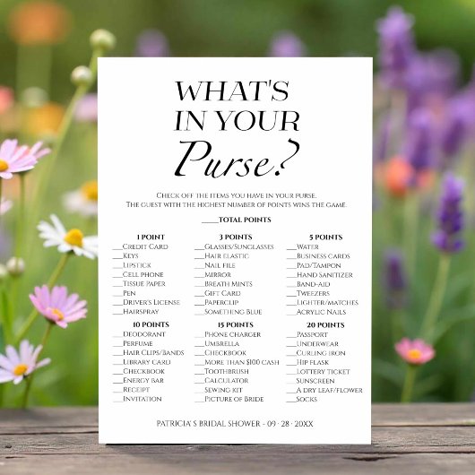 Minimalistisch wat er in je tas spel Kaart zit