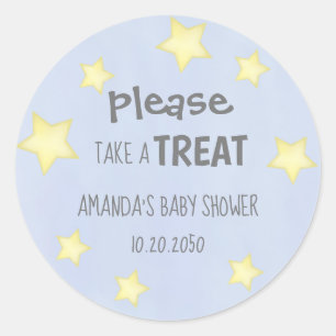 Minimalistisch Waterverf Blue Stars Baby shower Ronde Sticker