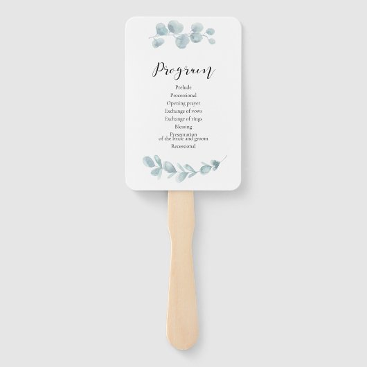 Minimalistisch waterverf groen bruiloft programma handwaaier (Achterkant)