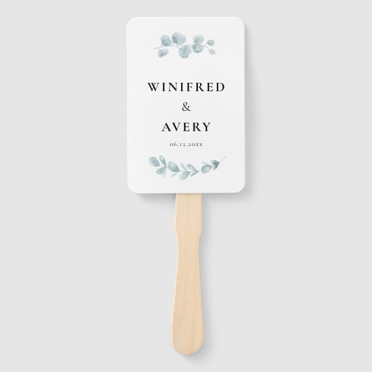 Minimalistisch waterverf groen bruiloft programma handwaaier (Voorkant)