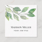 minimalistisch Waterverf groen Vierkante Visitekaartje (Voorkant)
