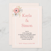 Minimalistisch Waterverf-peach bruiloft Kaart (Voorkant / Achterkant)