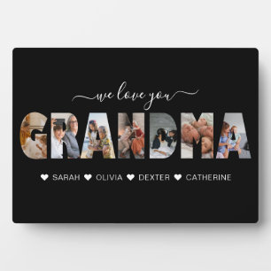 Minimalistisch We Love You Oma Fotocollage Zwart Fotoplaat