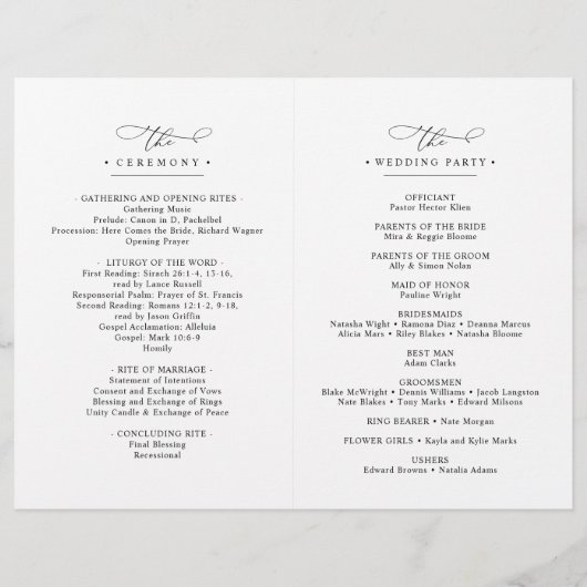 Minimalistisch weddenschap-ceremonieprogramma Bi-F (Achterkant)