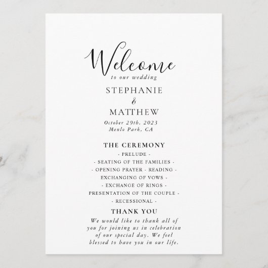 Minimalistisch weddenschap met kalligrafie programma (Voorkant)