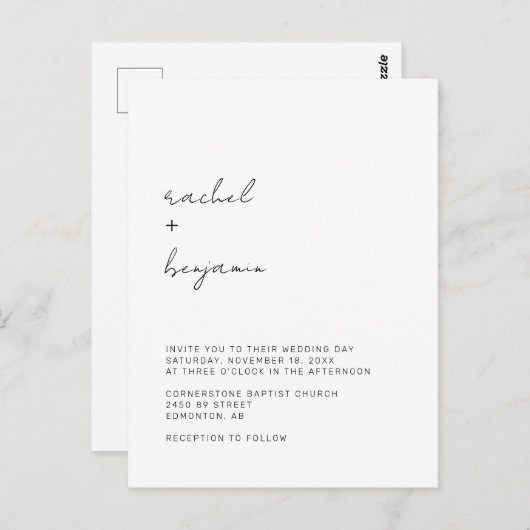 Minimalistisch weddenschap script Modern Simple Ty Briefkaart (Voorkant / Achterkant)