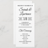 Minimalistisch weddenschapsprogramma kaart (Voorkant / Achterkant)