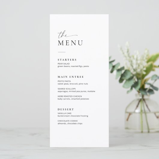 Minimalistisch Wedding Menu Modern Wedding Dinner  (Staand voorkant)