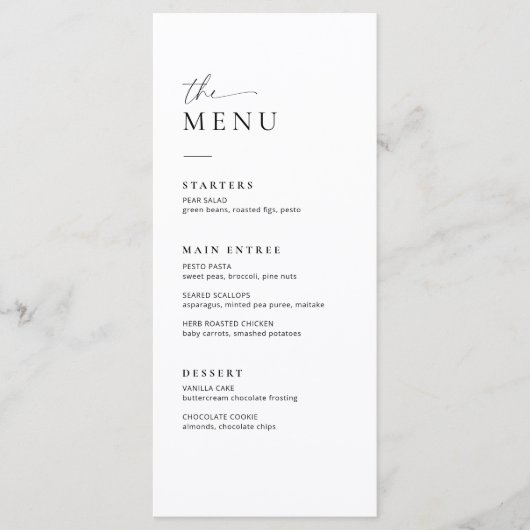 Minimalistisch Wedding Menu Modern Wedding Dinner  (Voorkant)