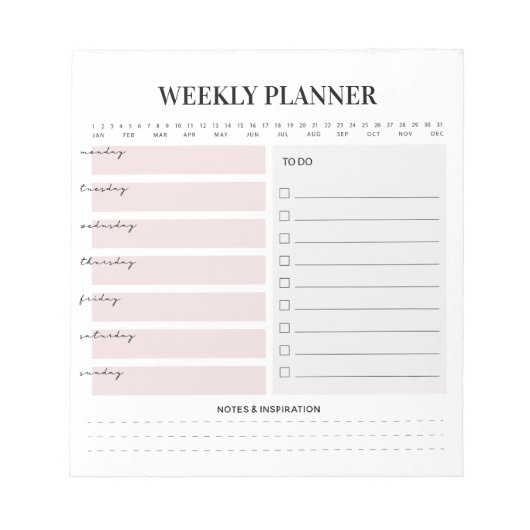 Minimalistisch weekblad notitieblok (Voorkant)