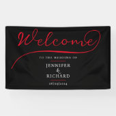 Minimalistisch welkom rood en zwart stijlvol scrip spandoek (Horizontaal)