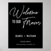 Minimalistisch Welkomstteken Modern Black Wedding Poster (Voorkant)