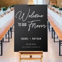 Minimalistisch Welkomstteken Modern Black Wedding