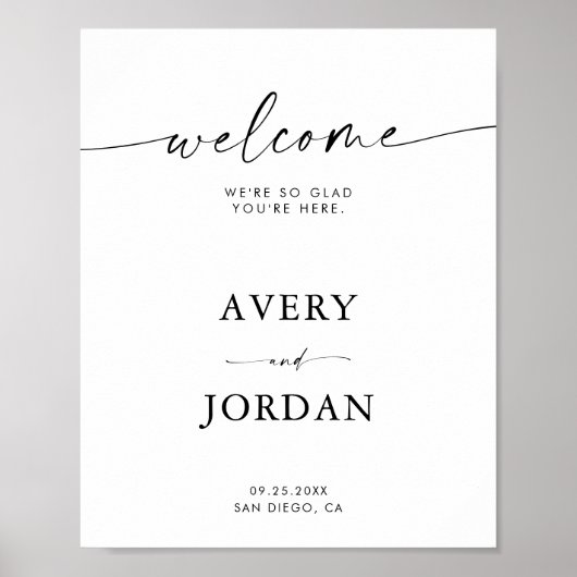 Minimalistisch welkomstteken voor bruiloft | Moder Poster (Voorkant)