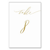 Minimalistisch White Gold Elegant Script No 8 Wedd Kaart (Achterkant)